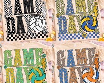 Spieltag Beachvolleyball PNG, Retro-Volleyball-Spieltag-Shirt Design, Preppy Sport-Mama-Volleyball-Sublimationsgrafik, karierter Beachvolleyball-Bogen