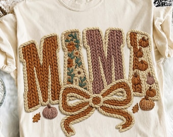 Kokette Herbst Mama Spitze PNG, Preppy Mama Häkeln Herbst PNG, Herbst Häkeln Geschenk Mama Shirt Design, Kunstgarn Mama PNG Sublimationsentwurf