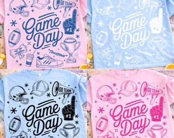 Spieltag Fußball PNG, Retro Fußball Doodle Shirt Design, Preppy Sport Mama Fußball Sublimationsgrafik, Touchdown Fußball Clipart PNG