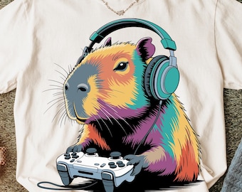 Capybara Funny Video Games Capybara PNG T-Shirt, Sublimation Design, Digital Download