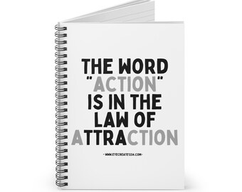 Motivational Law of Attraction Spiral Notebook, Ruled Line, Inspirational Journal, Manifestation Diary, Vision Board, Positive Affirmations,