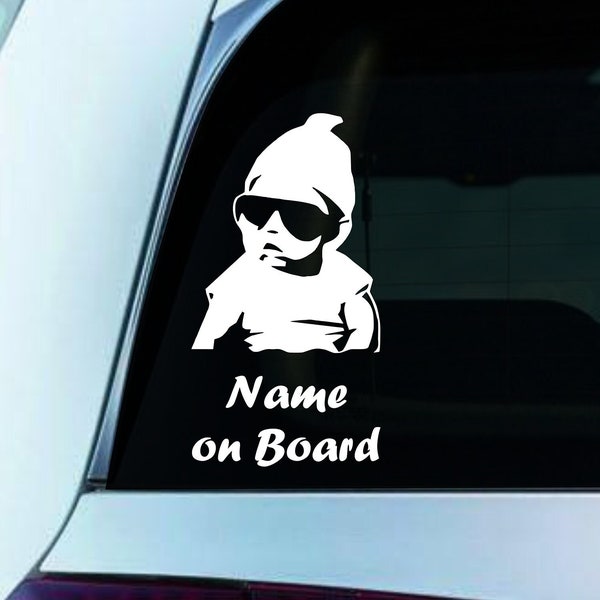 Baby on Board Auto Aufkleber mit Wunschname Kind an Bord Sticker Vinylfolie Vinylaufkleber Cool Baby