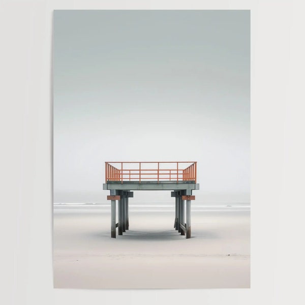 Nordsee No 3 - Poster - Natur - Wasser - Steg - Sonnenuntergang Print - Strandposter