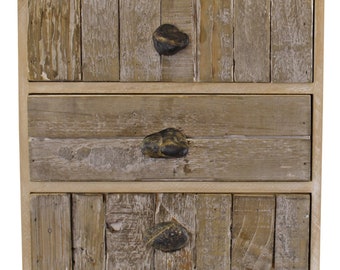 Small 3 Drawer Unit, Driftwood Effect Drawers With Pebble Handles