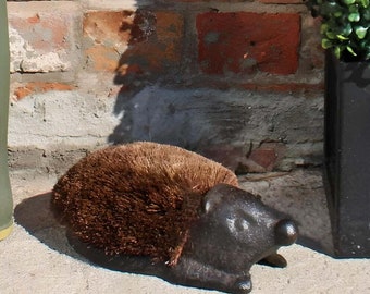 Cast Iron Garden Boot Brush, Hedgehog Themed Design