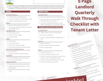 Quarterly Landlord Rental Property Walk Through Checklist with Tenant Letter