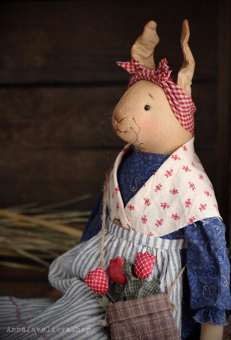 Bunny Doll PDF Pattern and Tutorial 44cm 17" With Clothes, Primitive ...