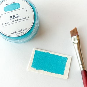 Acrylic Gouache Paint in &quot;Sea&quot; - Handmade Matte Acrylic Gouache