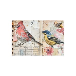 Carte postale vintage Bird Art, belle rose unique, cadeau de papeterie, fournitures de correspondance