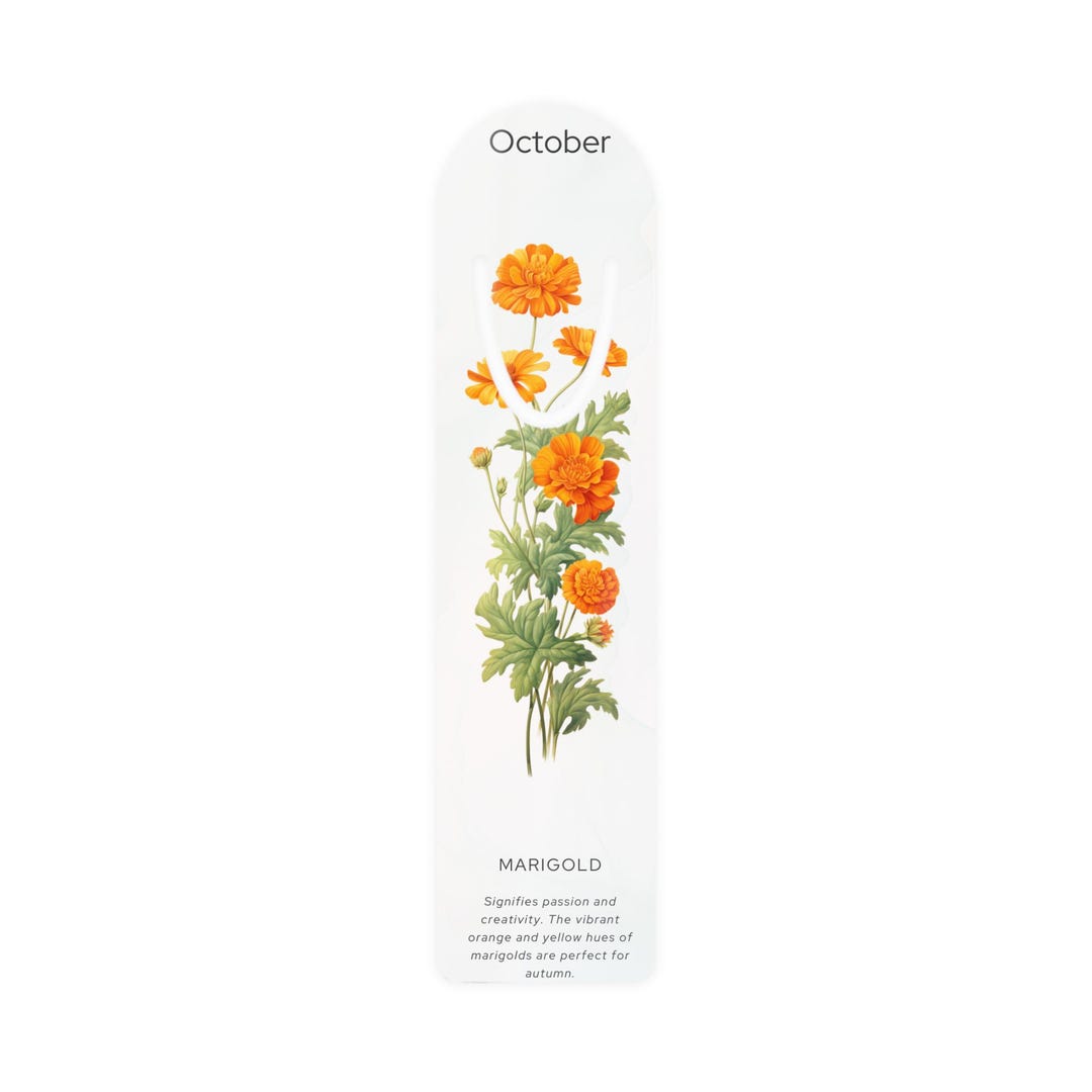 October Birth Flower Bookmark Marigold Creativity & Warmth Lightweight ...