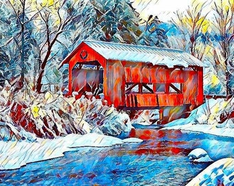 Vermont Postcard Northfield Covered Bridge
