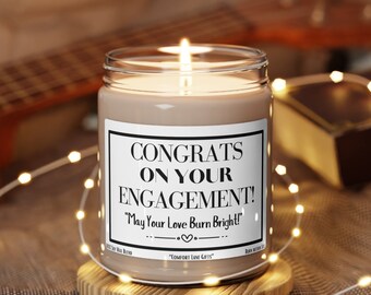 Congrats on Your Engagement! Scented Soy Candle, Unique Engagement Gift, Bridal Shower Party Decor, Candle Gift for Bride and Groom to Be