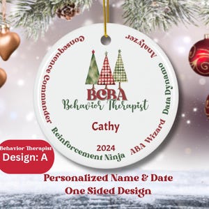 Personalized Funny BCBA Behavior Therapist Ceramic Ornament, Custom Gift for Behavior Analyst, ABA Behavioralist, Decor Gift for Coworker