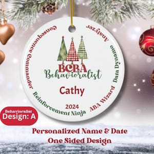 Personalized Funny BCBA Behavioralist Ceramic Christmas Ornament, Gift for Behavior Therapist, Behavior Analysist Therapy Gift for Coworker