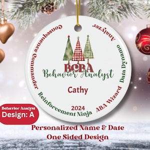Personalized Funny BCBA Behavioral Analyst Christmas Ornament, Gift for Behavior Therapist, Behavioralist ABA Therapy Gift for Coworker