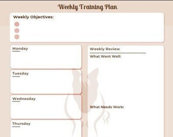 Equine Weekly Training Planner Printable, Horse Training Plan (Digital Download)