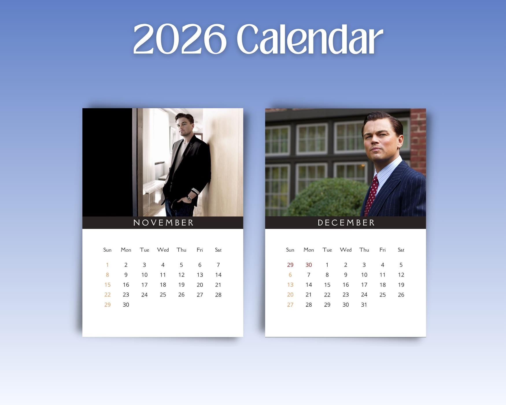 レオナルド・ディカプリオ 2026年カレンダー - Etsy 日本