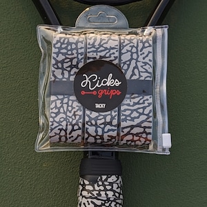 Tennis/Pickleball Overgrip Grip Tape - Court Classic Retro Elephant Print Sneaker Inspired Tacky (Grey)