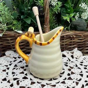 Vintage Hand Painted Honey Pot Jar - Honey Pot Container - Honey Jar