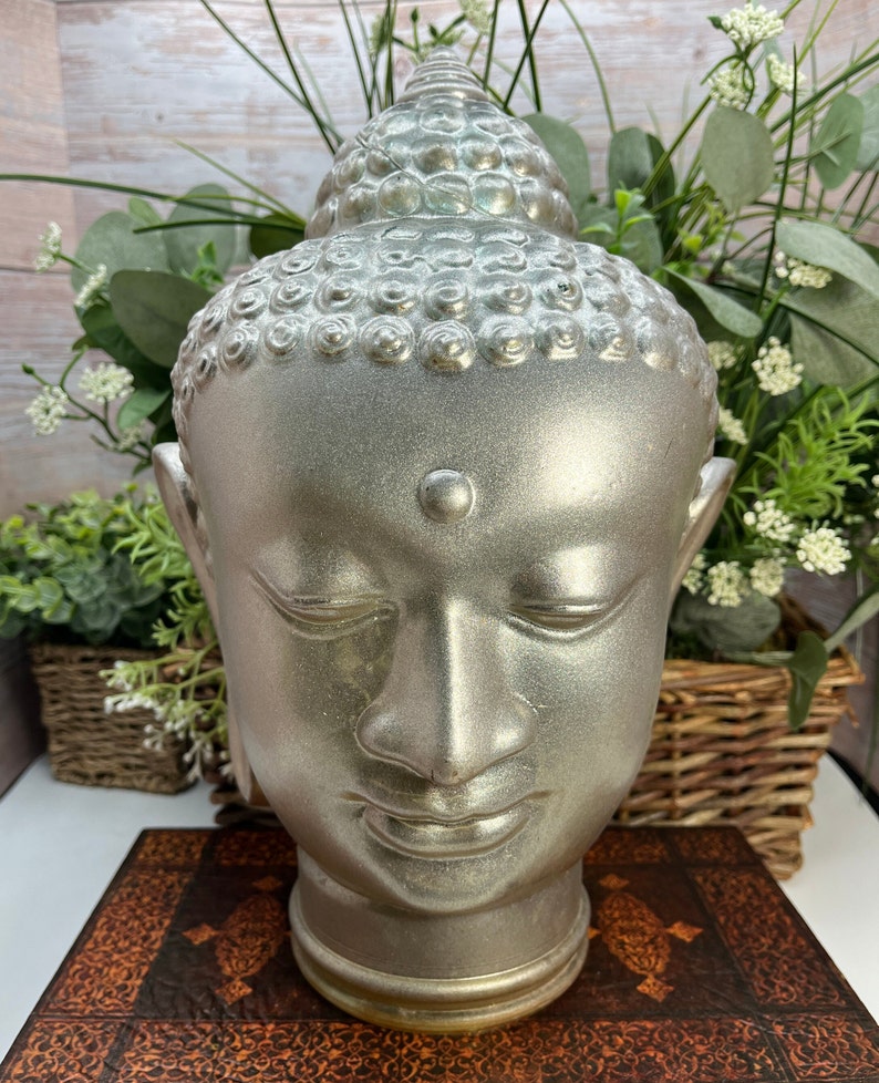 Vintage Glass Buddha Head Heavy Glass Buddha Head Glass Buddha Head Lamp Shade image 1