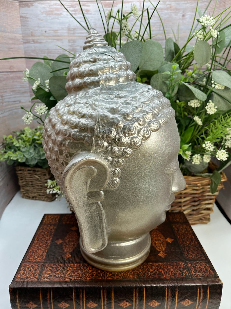 Vintage Glass Buddha Head Heavy Glass Buddha Head Glass Buddha Head Lamp Shade image 5