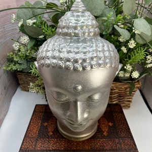 Vintage Glass Buddha Head Heavy Glass Buddha Head Glass Buddha Head Lamp Shade image 2