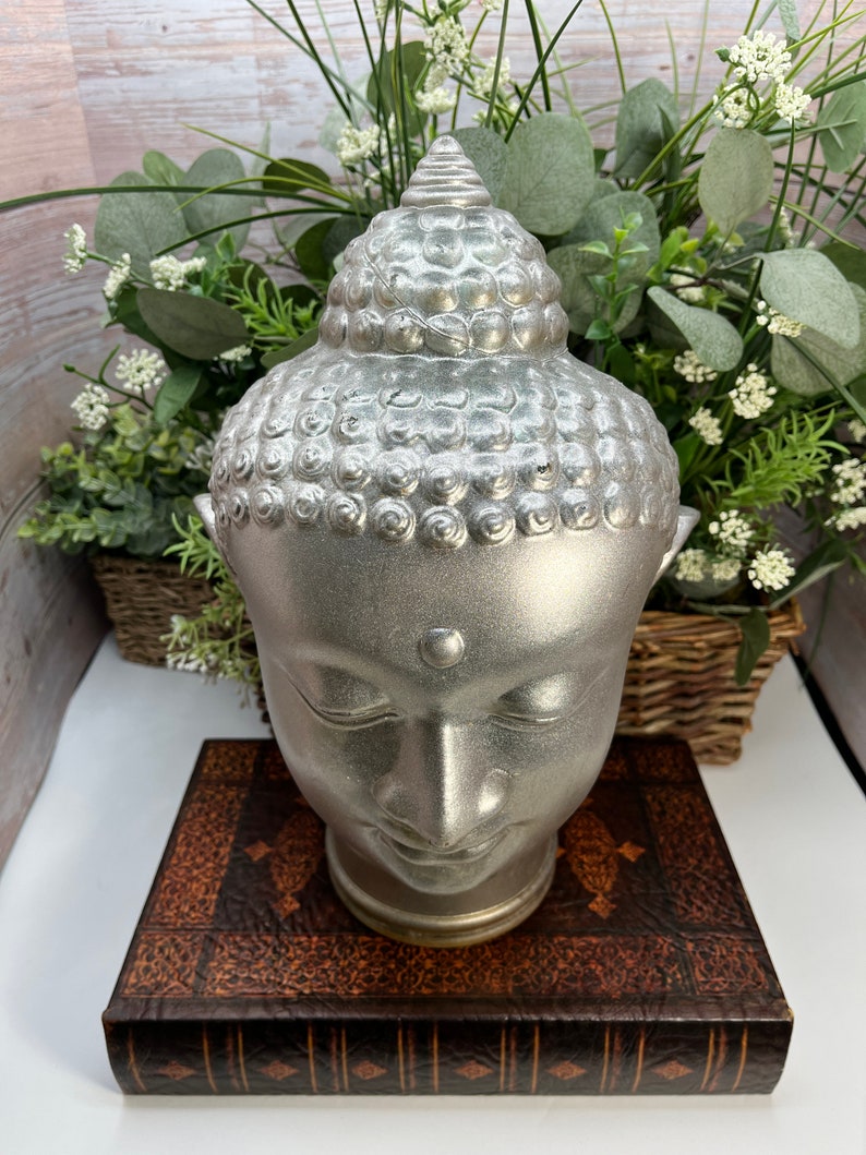 Vintage Glass Buddha Head Heavy Glass Buddha Head Glass Buddha Head Lamp Shade image 2