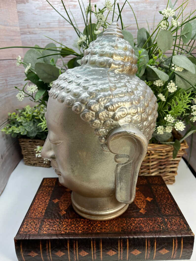 Vintage Glass Buddha Head Heavy Glass Buddha Head Glass Buddha Head Lamp Shade image 6