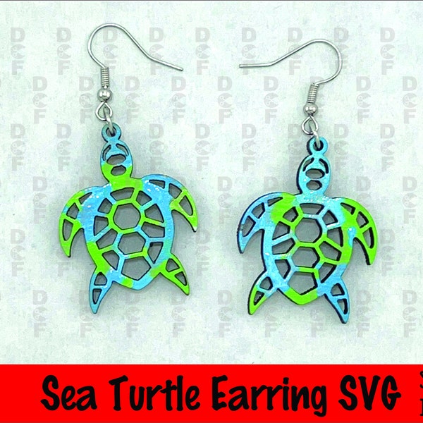 Sea Turtle Earring SVG file, Glowforge Tested, Silhouette Cut Files, Cricut Cut Files, Instant Digital Download, DXF,  Laser Cut File