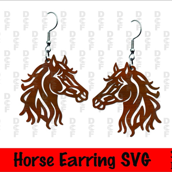 Horse Earring SVG file, Glowforge Tested, Silhouette Cut Files, Cricut Cut Files, Instant Digital Download, DXF,  Laser Cut File, Horse head