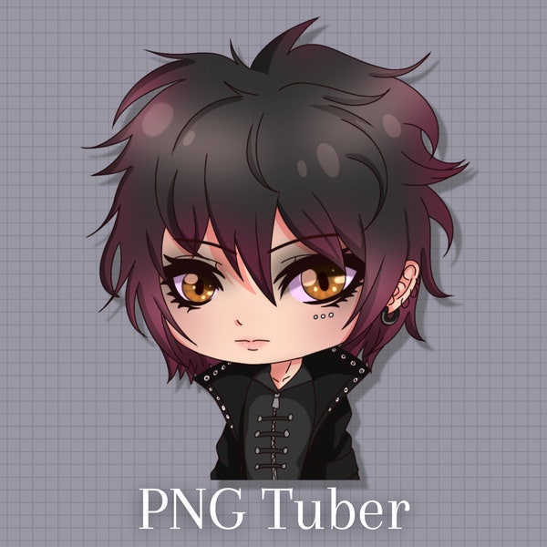 Chibi Visual Kei PNGtuber für Veadotube mini - 3 Farbvariationen - J-Rock inspirierte Charakterkunst - Digitaler Download