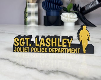 Personalized 3D Printed Police Desk Sign: Law Enforcement Gift