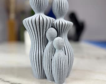 3D Printed Family Statue: Modern Home Decor, Customizable Colors