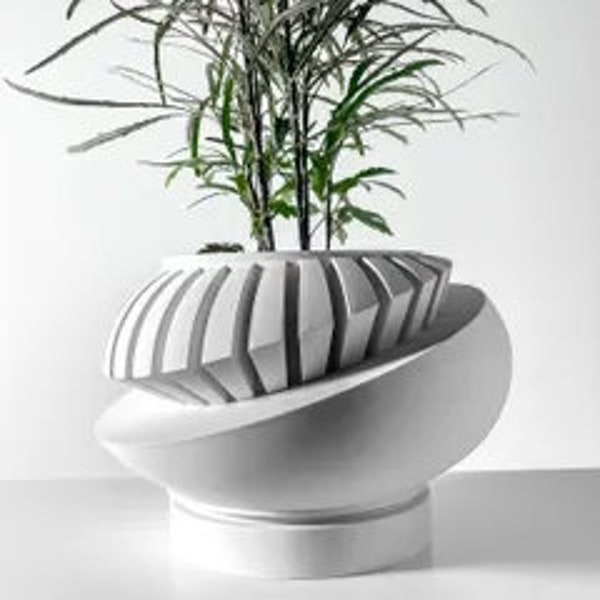The Luxar Planter Pot with Drainage | Tray & Stand Included | Modern and Unique Home Decor for Plants and Succulents