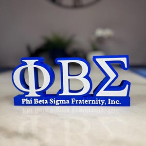 Personalized Phi Beta Sigma Greek Letter Desk Sign In Blue and White