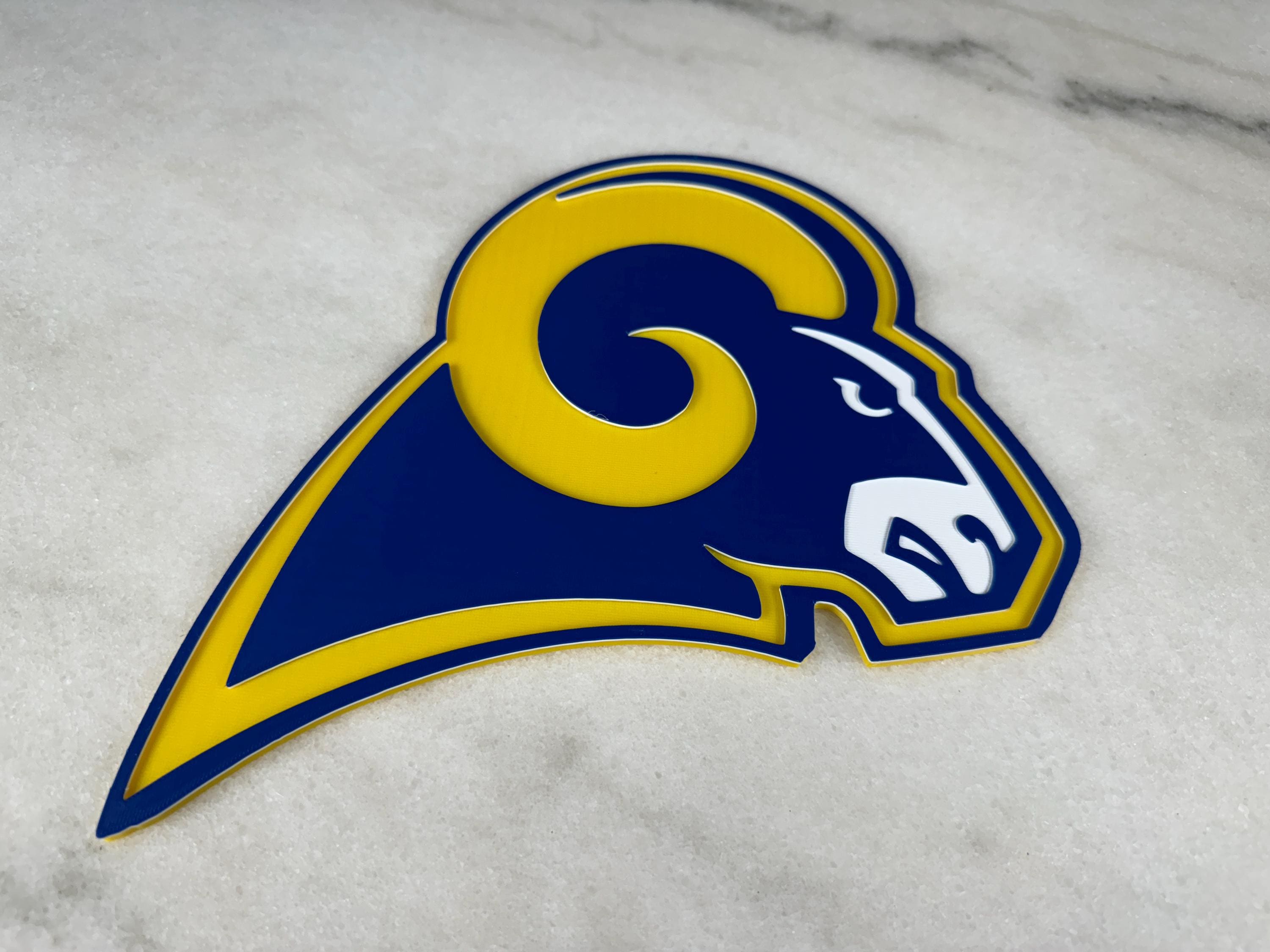 3D Printed LA Rams Logo: Fan Cave Wall Decor (10.84x8.17 Inches