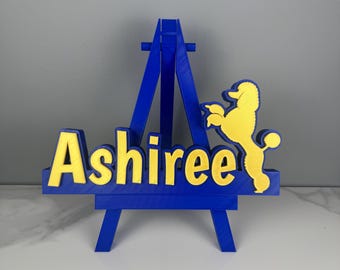 Personalized Poodle Name Plate in Blue and Gold For Sigma Gamma Rho