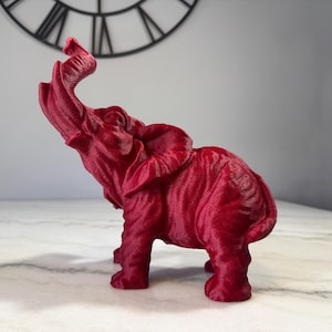 11-Inch Burgundy Elephant Statue