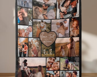 Custom Photo Blanket Grandma, Personalized Picture for Grandma, Photos Collage Grandma Gift, Photo Blanket Mom, Blanket With Photo and Text