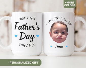Baby Face Mug First Fathers Day Gift, Custom Baby Face Photo Dad Mug, Kids Photo Fathers Day Mug, Personalized Photo Mug For Dad - MUG117