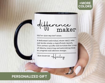 Difference Maker Mug, Teacher Gift, Custom Leader Gift