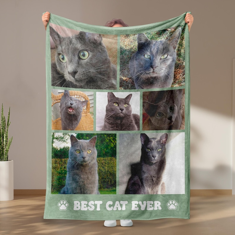 Dog Cat Picture Bedding Blanket With Text, Customized Name Photo Blanket Collage, Memorial Pet Face Loss Keepsake Gift - (BLANKET-1 DOG) image 9