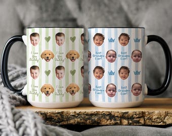 Personalized Photo Mug for Grandpa Papa Baby Face Coffee Cup, First Fathers Day Gift from Baby, Custom Baby Mug Gift for Daddy Grandpa