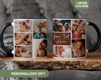 Personalized Photo Collage Mug With Text, Custom Picture Mug, Anniversary Gift Family Birthday Wedding Engaged Gift, Custom Photo Mug
