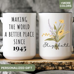 80th Birthday Gift, Personalized 1945 Mug, 80th Birthday Gift For Women, Custom 80th Birthday Mug, 80th Birthday Friend, Turning 80 - MUG21