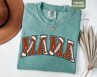 Comfort Colors Football Mama Shirt, Retro Game Day Tee