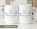 Personalized Mr & Mrs Coffee Mugs, Husband and Wife Mugs, Mr and Mrs Mug, Custom Mr Mrs Coffee Mugs, New Bride and Groom Set - (MUG-2 Heart)