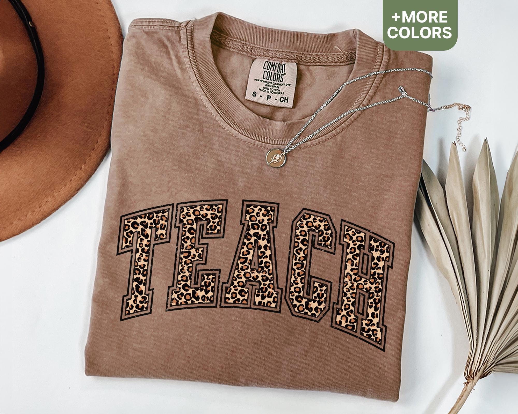 Comfort Colors® Leopard Teacher Shirt, Retro Teach Shirt, Teacher Appreciation Gifts, Teacher Graduation, Student Teacher Gift - SHIRT20