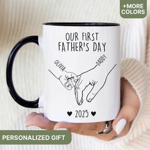 Our First Fathers Day Mug, Father&#39;s Day Gifts From Baby, Happy Fathers Day Mug Gift for Dad, Custom Father&#39;s Day Gift for New Dad - MUG114