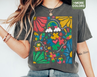 Comfort Colors® Autism Awareness Shirt, Boho Autism Shirt, Everyone Communicates Differently, Speech Terapy Shirt, Autism Teacher - SHIRT26